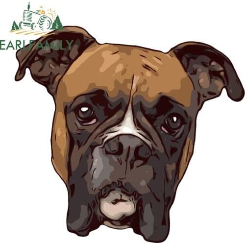 EARLFAMILY 13cm x 12.3cm For Boxer Dog Fine Decal Waterproof Car Stickers Sunscreen Vinyl Material Suitable for SUV RV