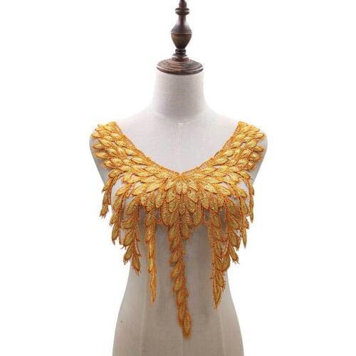 Elegant Yellow Cotton Embroidery 3D Flower Fabric Corsage Collar Neckline Lace Trim Appliques Garment Dress DIY Sewing Supplies