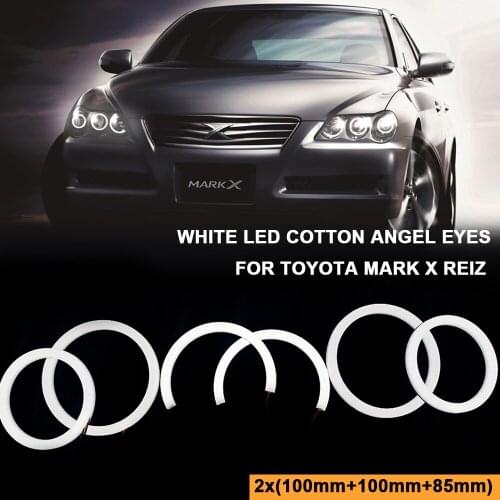 For Toyota Mark X REIZ 2004 2005 2006 2007 2008 2009 White LED Cotton Light Car Headlight Angel Eyes Halo Ring Kits Free Error