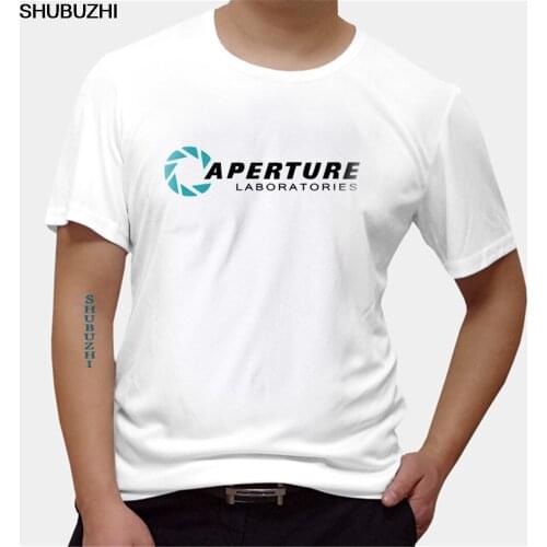 Hot Sale Fashion Portal 2 Aperture Laboratories Logo Mens T-shirt Video Game Fan Clothing Shirt 100% cotton Short Sleeve Tee