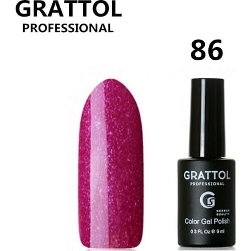 GRATTOL Professional Purple Gel Nail Polish Glitter Color 9ml #86 Gel Varnish for Manicures Nails Art Design Semi Permanent
