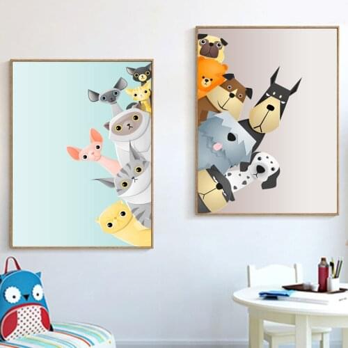 Cartoon Dalmatian Dog Cat Wall Art Canvas Painting Nordic Posters And Prints Nursery Wall Pictures For Kids Room Baby Room Decor
