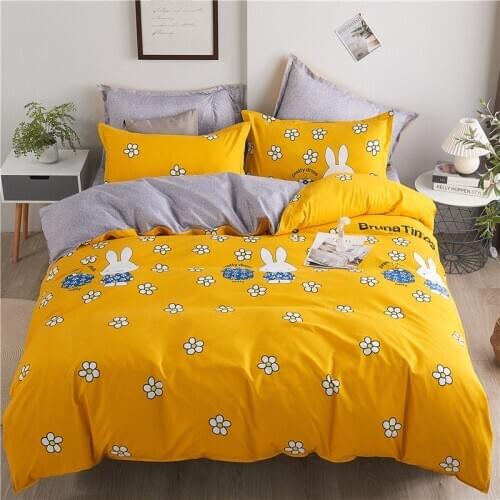 Yellow bedding set,duvet cover set With pillowcase 220x240,200x200 quilt cover,Rabbit pattern blanket cover , king Bed cover