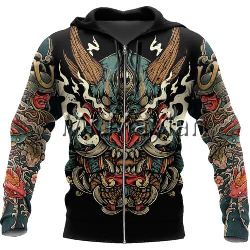 Samurai Tattoo Art 3D Full Printed Jacket Men/Women Harajuku Hoodie Unisex Casual Streetwear Sweatshirt Pullover Sudadera Hombre