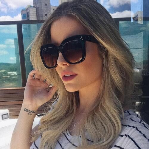 Fashion Square classic sunglasses Women Vintage Brand Leopard sun glasses Woman Ladies Gradient Lens Big Eyewear