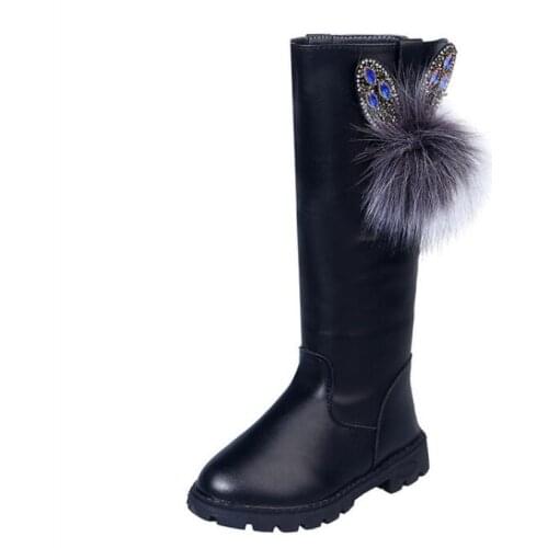 Fashion Princess New Plush Warm Baby Toddler Boots Fashion Child Snow Boots Shoes For Girls Winter Shoes Kids Black Red Boots