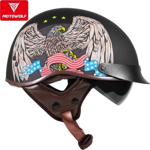 MOTOWOLF Universal Motorcycle Helmet Electric-Bike half helmet Sun protection Retro light type scoop helmet Unisex
