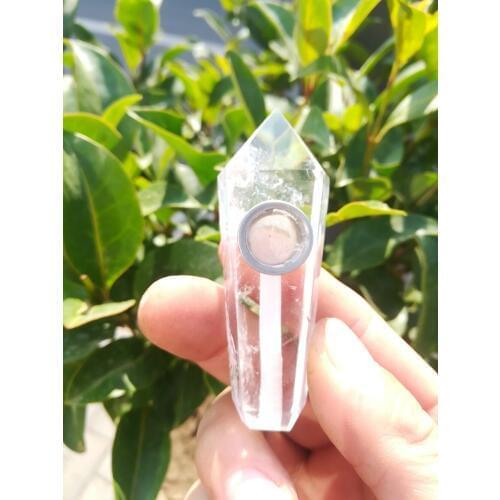 Mujia drop shipping wholesale natural white crystal smoke pipe filter + Quartz Healing stick free delivery 1PC