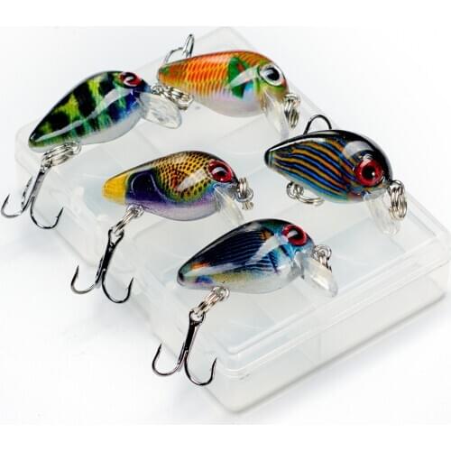 5pcs 1.5g 3cm Mini Wobblers Crankbait Fishing Lure Crank Artificial Hard Bait Floating Wobbler for Fish Bass Fishing Set Tackle