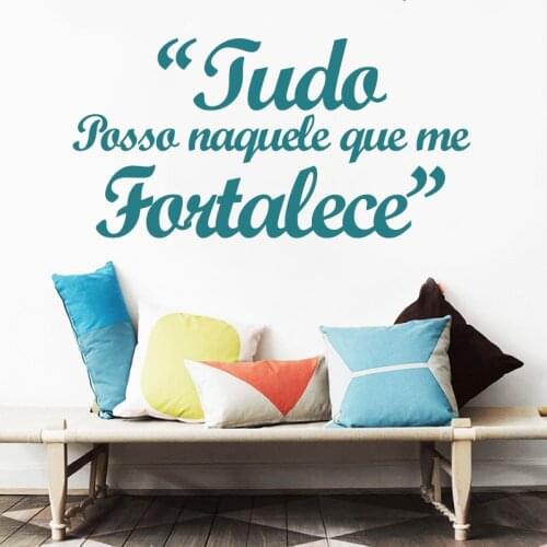 Wall Decals Tudo Posso Naquele Que Me Fortalece Portuguese Quotes Mural Vinyl Livingroom Stickers Decoration Poster RU2495