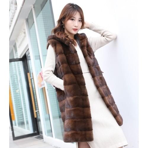 New genuine real natural mink fur vest coat womens jacket outwear