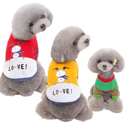 New Winter Pet Clothes Dog Hoodies Dog Sweatshirt Pet Cat Xmas Snowman Pattern Color Patched Sweatshirt Two-legged Dog Clothes