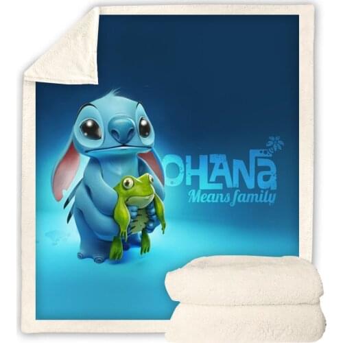 Cartoon Stitch Microfiber Blanket Plush for Baby Kids Adults Lilo & Stitch Print Sherpa Fleece Bedspread Blanket Christmas Gift