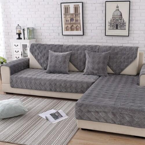 2021 New Soild Color Sofa Covers Towel Soft Plush Couch Cover For Living Room Bay Window Pad L-shaped Sofa Decor