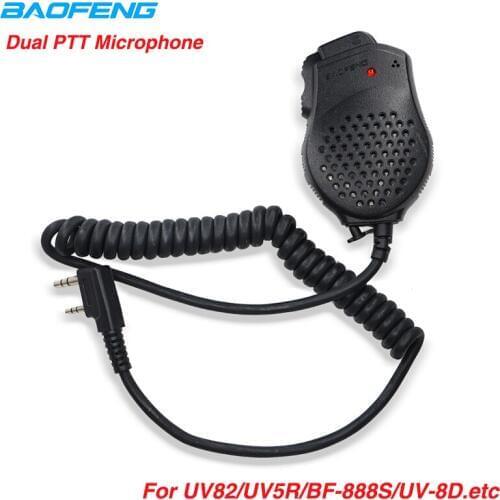 Original Baofeng UV-82 Speaker Mic Microphone Dual PTT Handheld Speaker Microphone For Walkie Talkie BF-888S UV82 UV-5R Radio