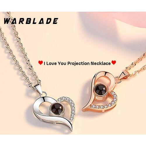 2019 Rose Gold Silver 100 Languages I Love You Projection Pendant Necklace Women Girls Love Memory Wedding Necklace Dropshipping