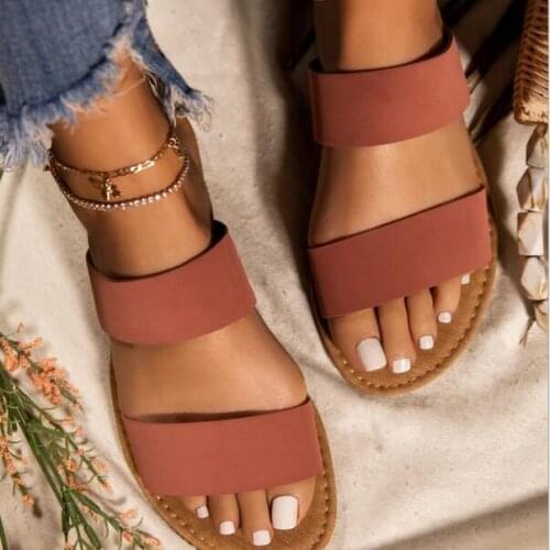 2020 spring/summer new double leather non-slip durable beach slippers outdoor leisure all-match sandals at home flip flop ms