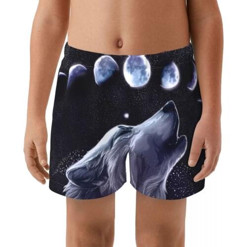 Wolf Shorts boy Quick Dry Swimwear Swimsuits Swim Boxer Trunks Surf Board Shorts With belt Summer Beach Shorts