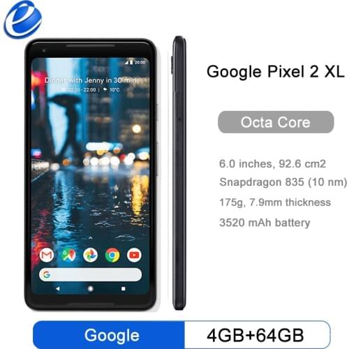Original New Unlocked Google Pixel 2 XL 128G6.0'' inch Octa Core Single sim 4G LTE Android cellphone 4GB RAM 64GB ROM smartphone