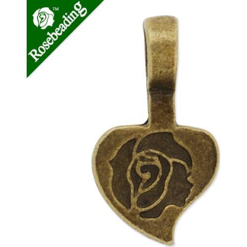 11x19mm Vintage Heart Bails,Match Glue On Pendant Bails for Jewelry,Zinc Alloy Filled,Antique Bronze plated,50pcs/lot-C4572