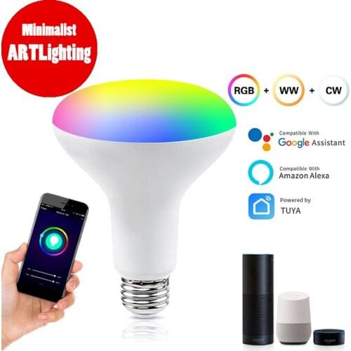 Wifi Smart Light Bulb LED Equivalent RGBCW Multicolor Dimmable BR30 Works with Alexa and Google Home