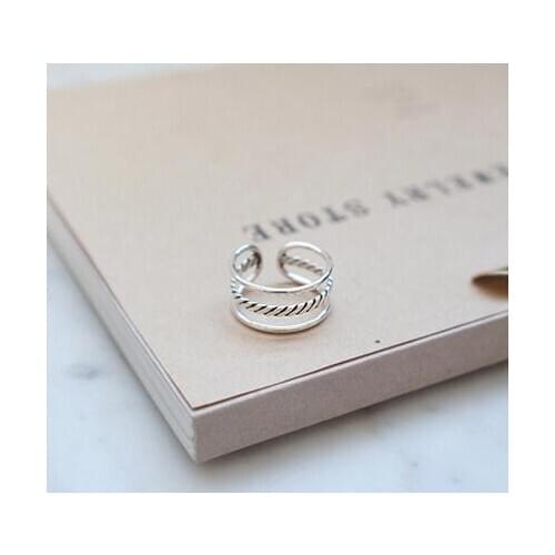 Retro Style 925 Sterling Silver three layers Open Rings For Women Vintage Jewelry Accessories Free Shipping