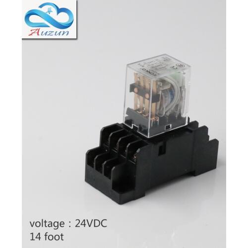 10 pieces hh54P small DC24V relay with intermediate relay lamp base current is 5 a silver contact fourteen feet
