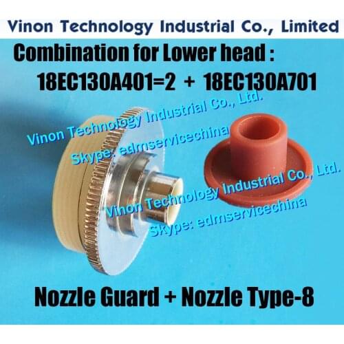 18EC130A401=2+18EC130A701 Combination for lower head set Laminar Nozzle Guard type 8+Dielectric Fluid Lower type-8 for Makino U
