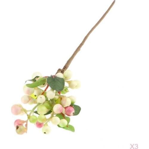 3pcs Artificial Fruits Berry Sprays for Holiday Decorating and Christmas Wedding Flower Arrangements Pink