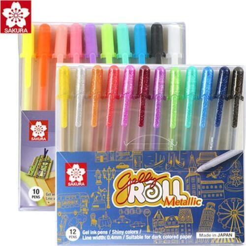 5/10/12 Pcs SAKURA Sunshine Neutral Pen 3D Painting Pastel Shining Cartoon Art Painting Neutral Pen Set Combination