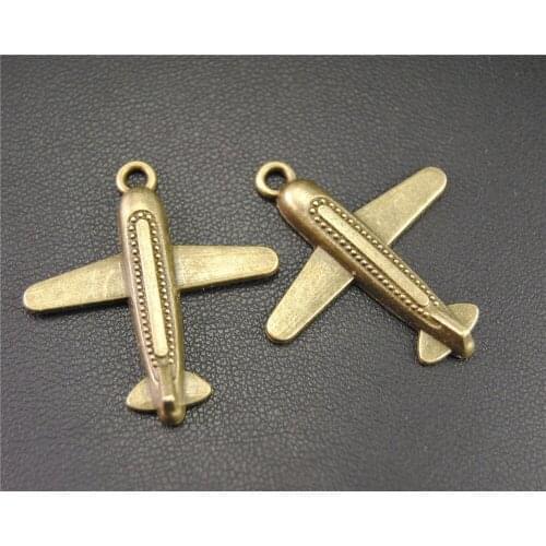5pcs Bronze Airplane Charms For DIY Handmade Jewelry 32x35mm A1965