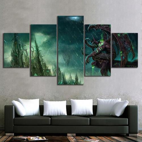 5 Piece Game Warcraft Illidan Stormrage DOTA 2 Painting Poster Decorative Mural Wall Decor Canvas Painting Wholesale