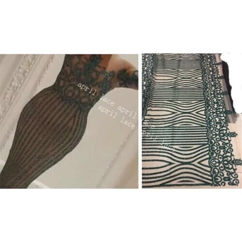 5 yards/bag QQ005 green color apricot meshsexy dobby hand print glued glitter net mesh lace for sawing/Wedding gown dress