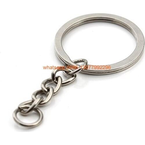 50pcs wholesale Key Chains Key Rings Round Silver Tone Color 5.1*2.4cm Keychain name tag