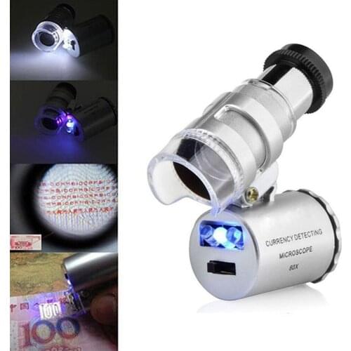 60X Illuminated Magnifier Loupe Magnifier Magnifying Glass with LED light Stand Lupas Mini Microscope Magnifying Glasses
