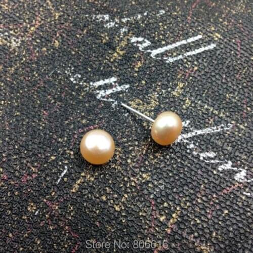 8MM 22Pcs Pink Orange Natural Freshwater Pearl Bead (half hole & No Earring Pin) Jewelry Earrings Beads Findings & Components