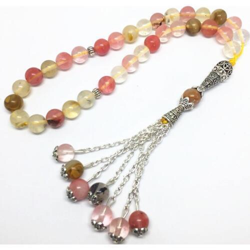8mm Natural Crystal Gemstone 33 Prayer beads Rosary Bracelet Islamic Muslim Tasbih Allah free shipping