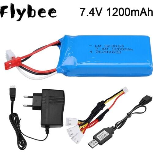 7.4V 1200mAh 30C Lipo Battery For WLtoys V666 V912 V915 V262 RC Drone For Yi zhang X6 H16 MJX X101 X102 RC Quadrocopter Parts