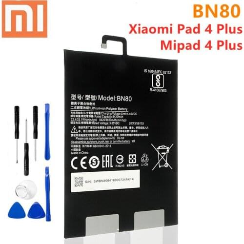 Original Xiao Mi Tablet Replacement Battery BN80 For Xiaomi Pad 4 Plus Tablet 4 Plus High Capacity 8420mAh Batteries +Tools Kits