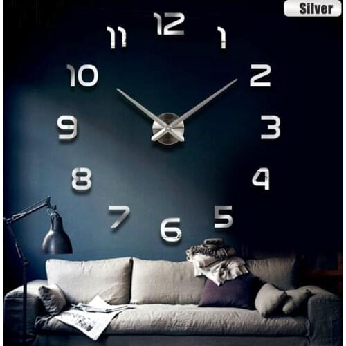 Arabic Numbers Big Size Wall Clock 3d DIY Livingroom Mute Wall Clock Mirror Sticker Quartz Reloj De Pared Home Decoration DL60WC