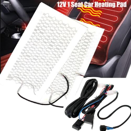 2Pcs/Set 12V 1 Seat Car Heating Pad Carbon Fiber Heated Seat With Level Switch 52.5cmx28cm Winter Warmer Seat Cushion Covers