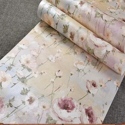 Beibehang papel muralAmerican quality idyllic vintage flower wallpaper painting bedroom living room sofa background 3d wallpaper