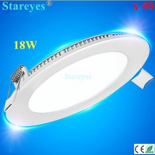 Free shipping 40 pcs Round led panel light 18W 1600LM AC90-265V 2835 SMD LED bulb lamp downlight droplight ceiling light