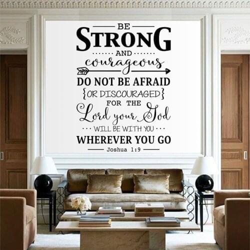 Be Strong and Courageous Bible Verse Wall Sticker Living Room Christian Lord Joshua 1:9 Wall Decal Bedroom Vinyl Home Decor