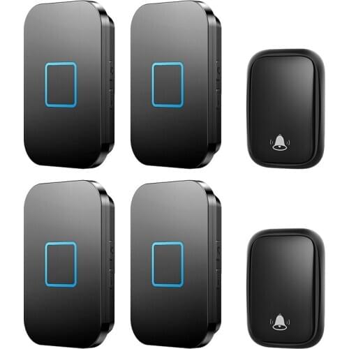 CACAZI Self-powered Wireless Doorbell Waterproof 150M Remote 2 Button 4 Receiver US EU UK Plug LED Smart Calling Bell Ringbell