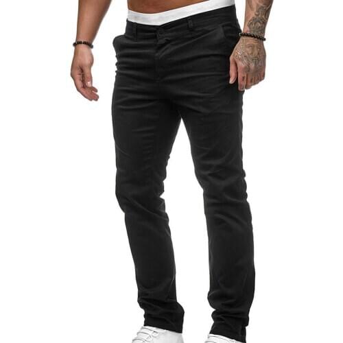 Travel Office Men\s Casual Solid Color Straight Pants Slim Long Trousers Mens Clothing Pants Man Black Pant Casual Streetwear