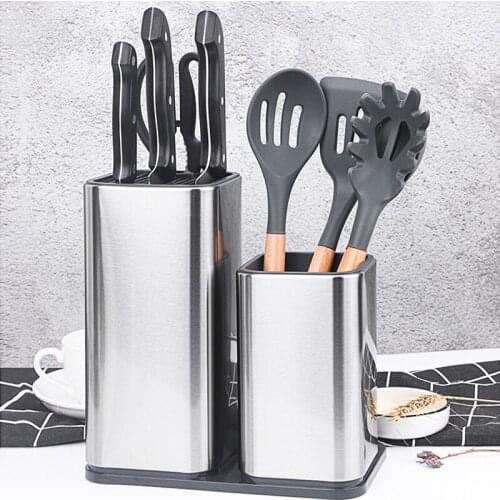 Household Knife Holder 2 In 1 Spoon Chopstick Storage Rack Stainless Steel Knives Holder Kitchenware Holders Kitchen Accessories