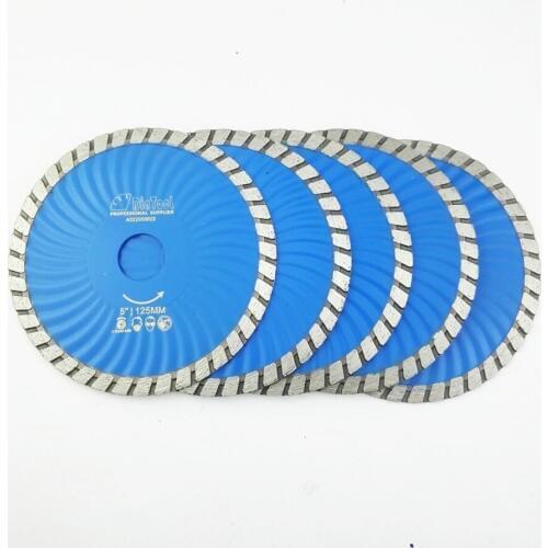 DIATOOL 5pcs 125mm Hot pressed Diamond Waved Turbo Blade 5" Diamond Saw Blade Stone Concrete Cutting Disc Diamond Wheel