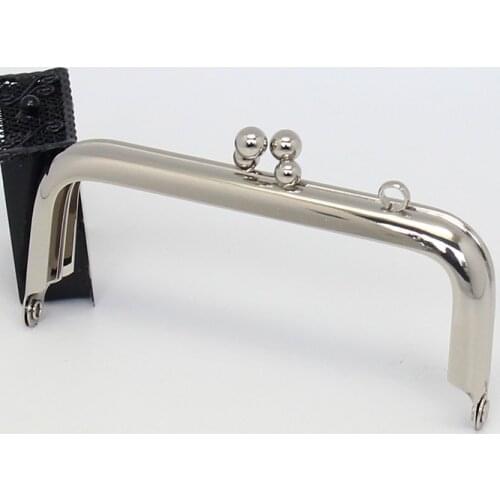 E389 9cm*4cm square Double beads clasp One ring no hole silver purse frame DIY Kiss lock bag coin purse accessories 5pcs/lot