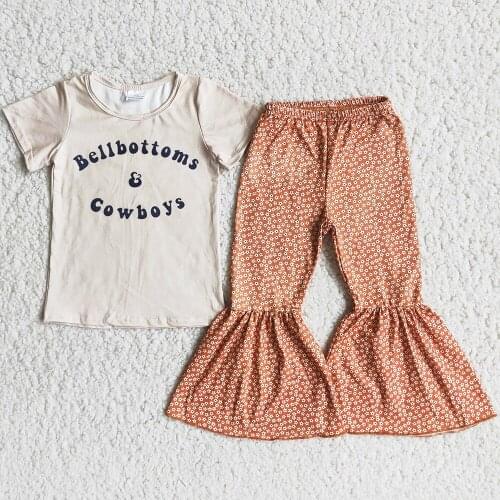 Infant toddler baby girls boutique clothing cream-colored shirt floral pants set outfits kids clothes fall outfit for baby girl